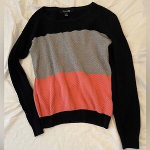 Forever 21 Colorblock Sweater - Black, Gray, and Pink size medium